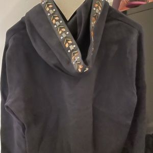 Crop knit pullover hoodie